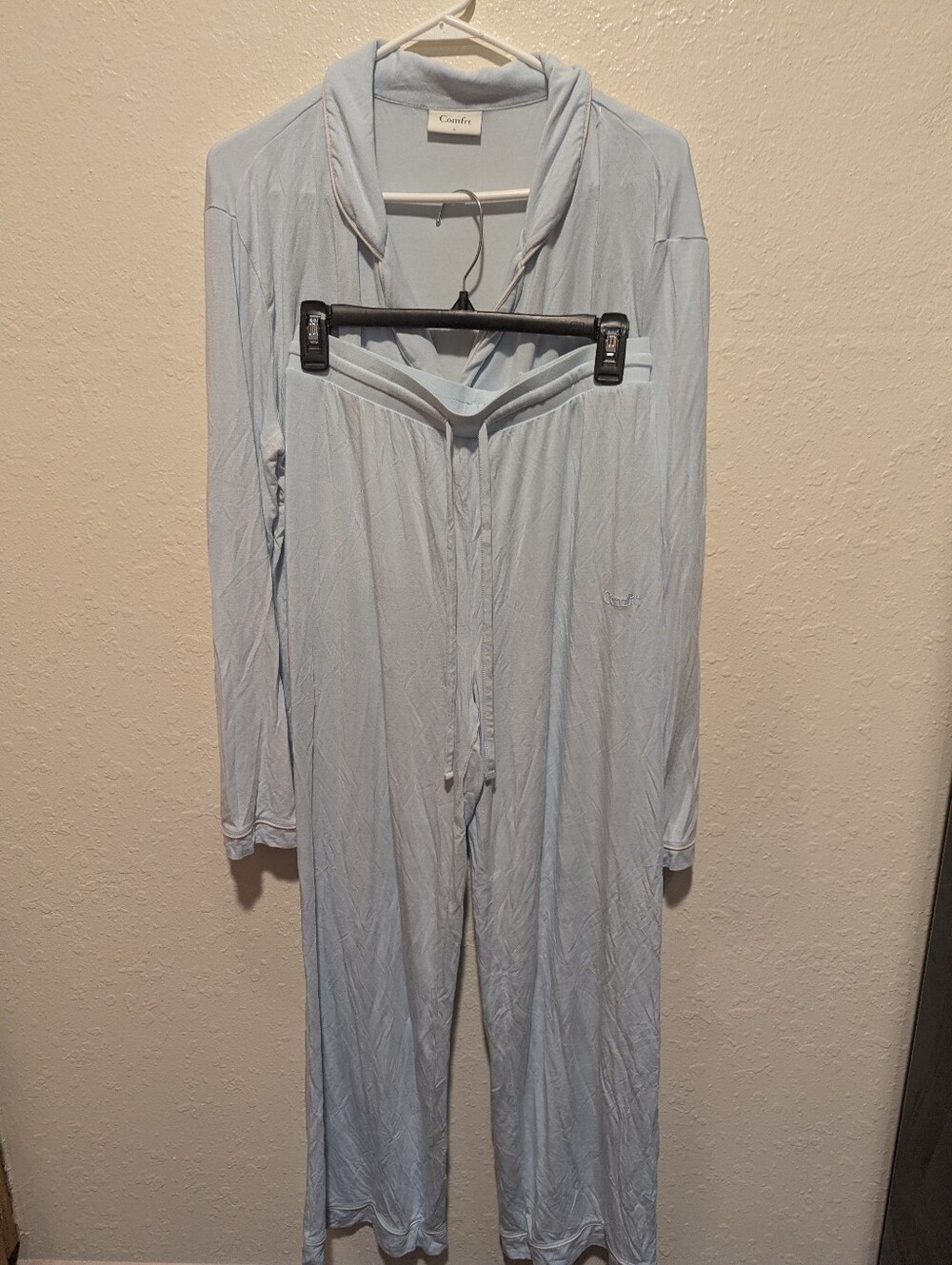 Comfrt Luna Lounge PJ Set Powder Blue Women's Large Button Down Matching
